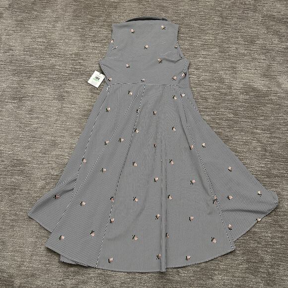 Calvin Klein Dress Womens 8 Striped Floral Embroidered Wrap Asymmetrical - Picture 6 of 13
